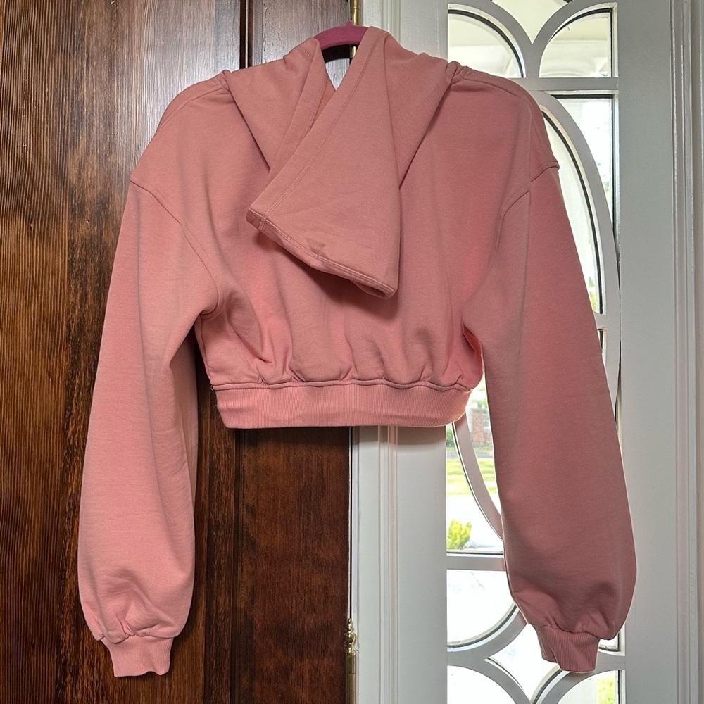 NWT For Love & Lemons Josie Cropped Hoodie Sweatshirt – Pink - Picture 4 of 7